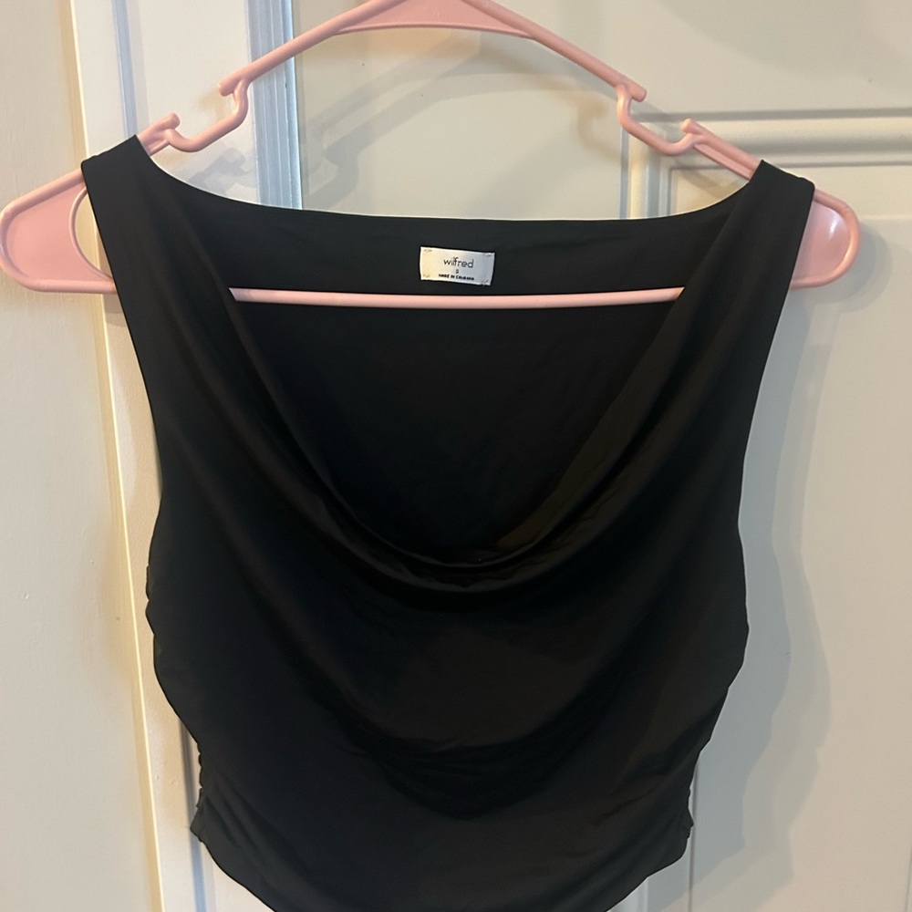 Black off-the-shoulder/cowl neck top